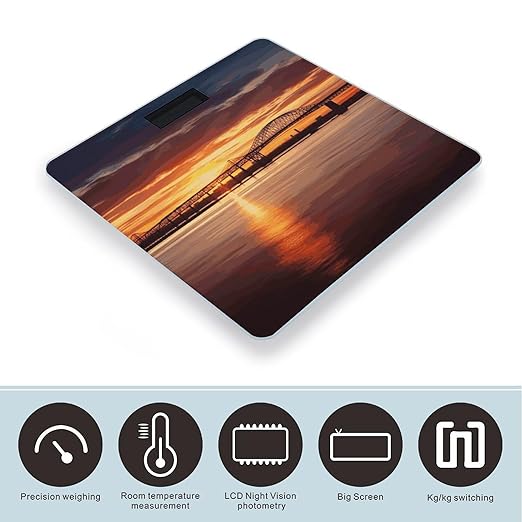 Newark Bay Bridge and Sunset Bathroom ScaleHighly Accurate Digital Weighing Machine for People Bright LED Display Weight Scale for The Aldult Home Use