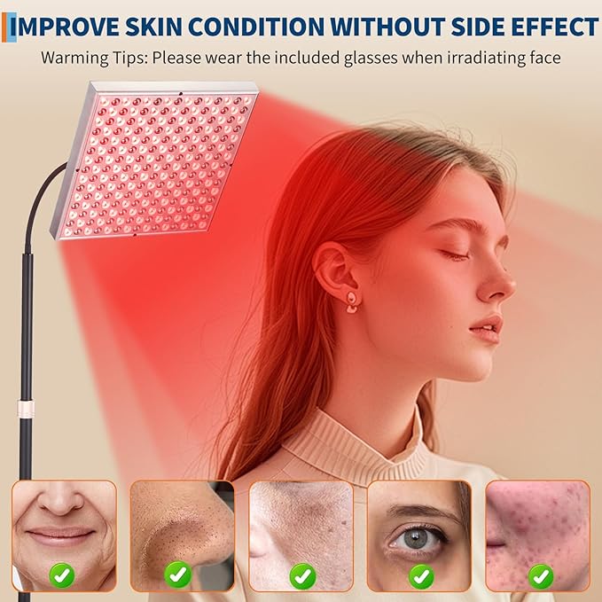 Large Panel Red Light Therapy Floor Lamp 225 LEDs Red Infrared Light Therapy Device for Full Body Home Use for Skin Rejuvenation Muscle Recovery and Joint Pain Relief
