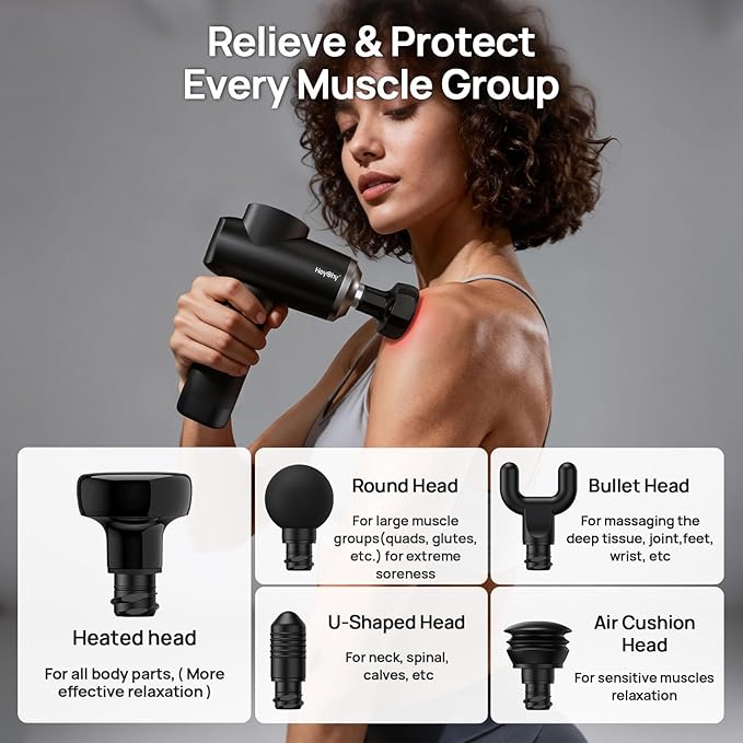 Professional Muscle Massage Gun with Heat Portable Handheld Muscle Massager Percussion Back Body Masajeador 12mm Amptitude for Athletes RunnerFSA Eligible &amp HSA Approved
