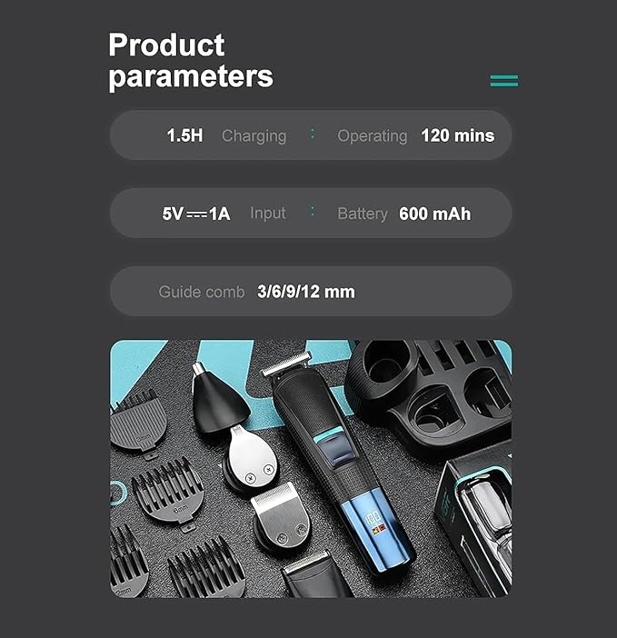 Hair Clippers for Men All in One Rechargeable Beard Hair Trimmer for Men Grooming Kit Electric Shaver Body Trimmer Edge Nose Ear Trimmer Eyebrow