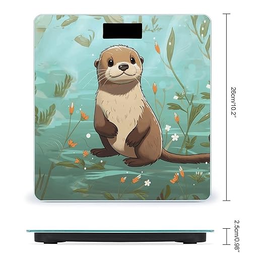 Cartoon Cute Otter Bathroom Scale for Body Weight Bathroom Weighing Scale with Backlit LCD Display Highly Accurate Measures Weight Up to 180kg