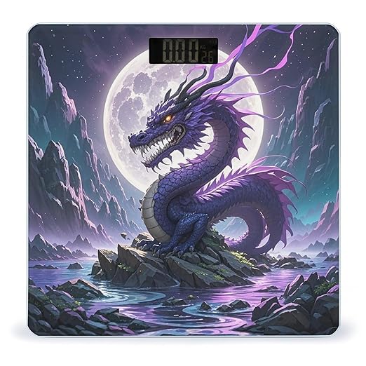 Purple Dragon Purple Moon Bathroom Scale Automatic Power On/Off Body Scales LCD Backlight Display Square Digital Scale Rounded Corners Bathroom Scales for Home Bedrooms