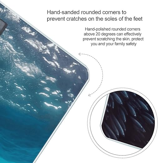 Underwater Sea Lion Scale for Body Weight Anti-Slip Tempered Glass Digital Bathroom Scales Clear LCD Display Weighing Scale Safe Rounded Corners Smart Scales