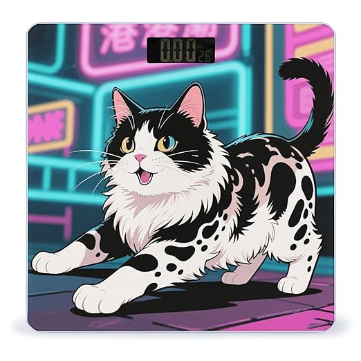 Domestic Cat Scale for Body Weight Sturdy Tempered Glass Weighing Scales with LCD Display Accurate Digital Bathroom Scale Convenient Body Fat Smart Scales Easy Read