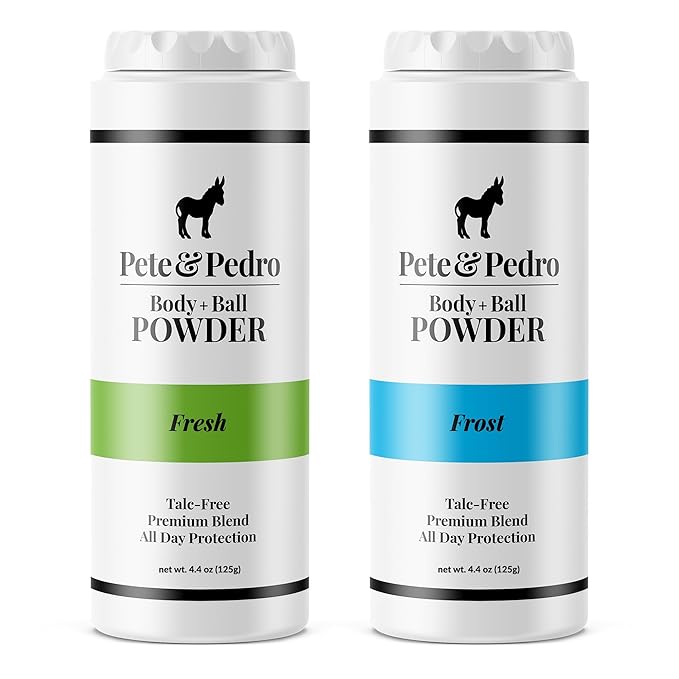 Pete &amp Pedro Body &amp Ball Powder FRESH &amp FROST Combo - Talc-Free Men’s Body Powder Deodorant for Men Sweat Absorbs Blocks Odor Hygiene for Groin Area Ideal for Gym &amp Daily Use 4.4 o