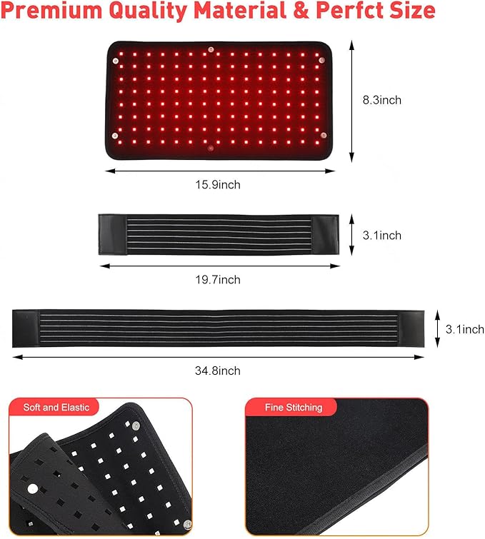 Red Light Therapy Belt for Pain Relief Infrared Light Therapy for Body Wearable Wrap with Timer for Back Shoulder Waist Muscle Pain ReliefReduce Inflammation and Joint Pain