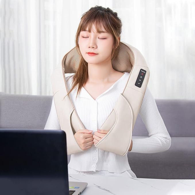 TRIDUCNA Shiatsu Neck Shoulder Back Massager with Heat - Electric Deep Tissue 3D Kneading Massage Pillow for Lower Back Calf Legs Full Body Muscle Relaxation Home Office and Car Use
