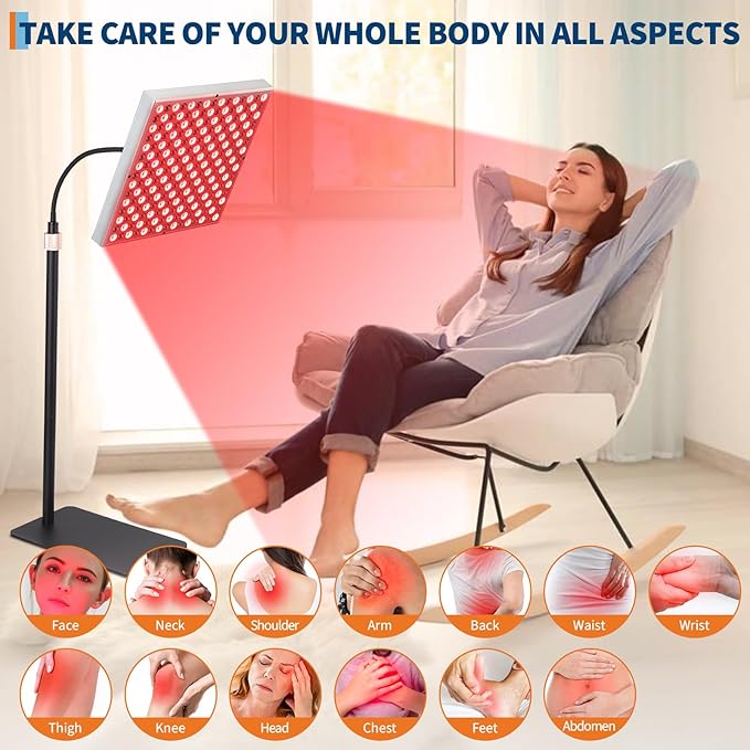 Large Panel Red Light Therapy Floor Lamp 225 LEDs Red Infrared Light Therapy Device for Full Body Home Use for Skin Rejuvenation Muscle Recovery and Joint Pain Relief