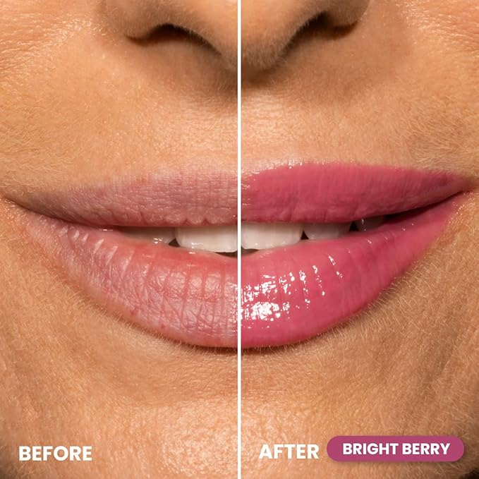 PRIME PROMETICS PrimeLip SPF 35 Lip Oil for Mature Women – UVA &amp UVB Shield – Intense Long-Lasting Hydration – Vibrant Color &amp Non-Sticky Shiny Gloss (Bright Berry)