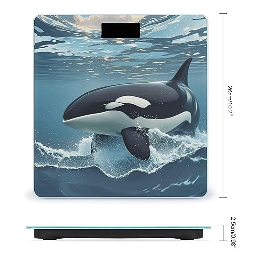 Orca Killer Whale Bathroom Scale Large LCD Backlight Display Digital Scale Rounded Corners Body Scales Automatic Power On/Off Bathroom Scales for Home Bedrooms