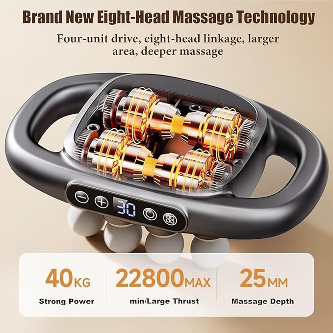 16-Head Massage Gun Deep Tissue Back Massager Gun for Pain Relief Deep Tissue with 9 Modes 30 Intensities Quiet Muscle Massage Gun for BackShoulders Legs Foot Body Muscle