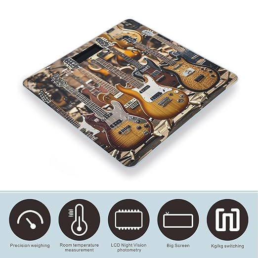 Guitar Bass Music Musical Instruments Scale for Body Weight Highly Accurate Digital Bathroom Body Scale Digital Bathroom Scales for People Anti-Slip Large LCD Display Smart Scales
