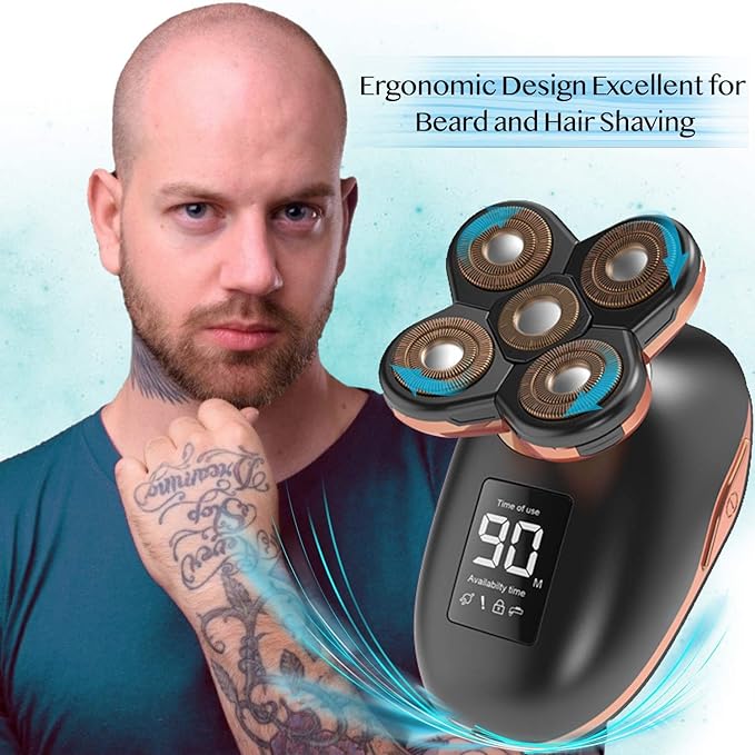 Electric Razor for Men 5D Floating Electric Shaver for Men 5 in 1 Shavers Bald Men Beard Trimmer Grooming Kit LED Display USB Rechargeable