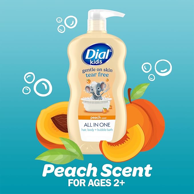 Dial Kids 3-in-1 Body + Hair + Bubble Bath Peach 24 fl oz (Pack of 4)