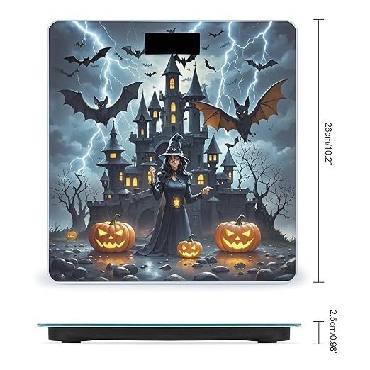 Witches Night Bathroom Scale for Body Weight Bathroom Weighing Scales with Back Lit LED Display Sturdy Tempered Glass Body Weight Bathroom Scale 400lb Weighing