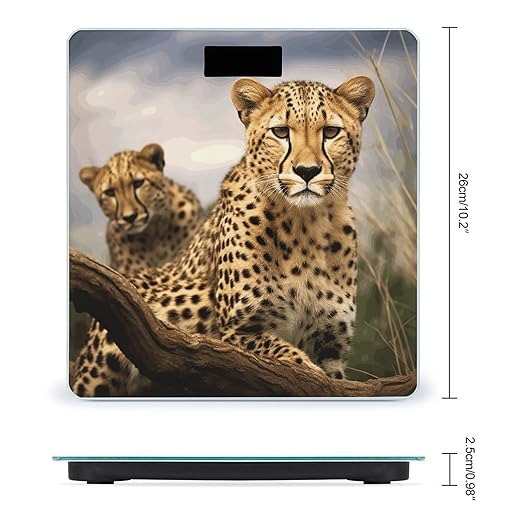 Cool Leopard Scale for Body Weight Safe Rounded Corners Tempered Glass Digital Bathroom Scale LED Display 400lb Capacity Weight Scales with High Precision Sensors