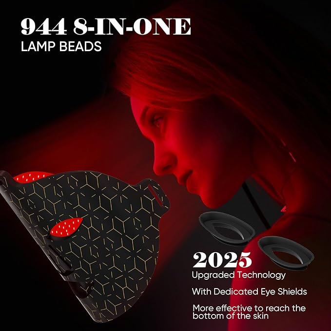 Red Light Therapy for Face 8 Modes Portable Led Face Mask Light Therapy with Remote Near-Infrared 850nm Wavelength with Timing Function for Anti-Aging Skincare at Home Travel
