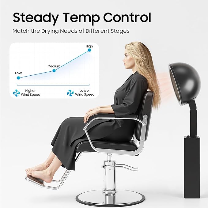 Salon Hair Dryer1200W Professional Hooded Hair DryerSalon Hair Dryer Professional Hooded Conditioning Salon Hair Salon Dryer with Stand for HomesBeauty SalonsHair Salons