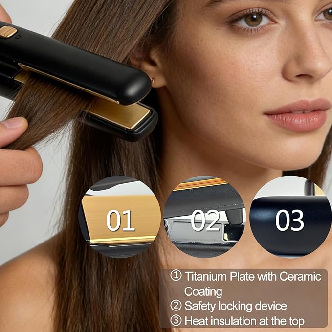 Hair Straightener Flat Iron - Quickly Heats up in 10s Max Temperature 230° C/450° F Professional 1 Inch Straightener &amp Curler 2 in 1 with Ceramic Plates Suitable for All Hair Types