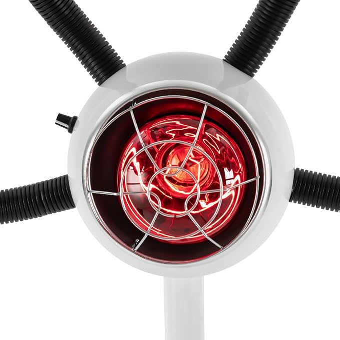 5 Head Infrared Heat Lamp750W Salon Heat Lamp Headed Lamp with 104-176℉ Temperature ControlHeight Adjust Styling Perming Dryer with 4 WheelsWhite Hairdressing Heater for Barber ShopsBeauty Salons