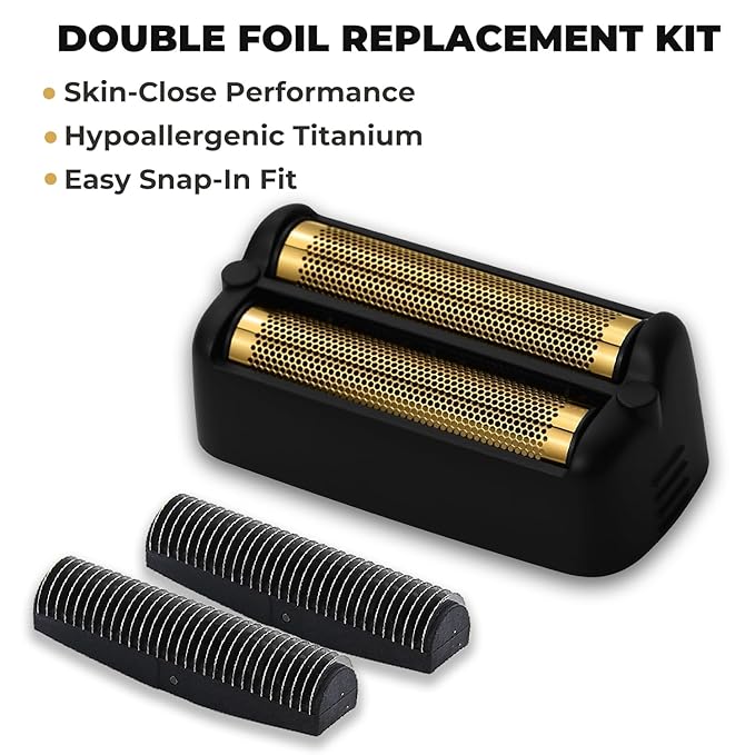Shaver Replacement Foil and Cutter for BaBylissPRO FXONE Double Foil Stick ShaverHypoallergenic Extra-close Shaver Replacement Head (FX79RF2MB(Black)-1 Pack)
