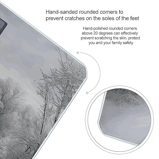Snowy Train Tracks Smart Scale for Body Weight Accurate Bathroom Scale with LED Display Digital Weight Scales Weighing Machine High Precision Scales for Bath Home