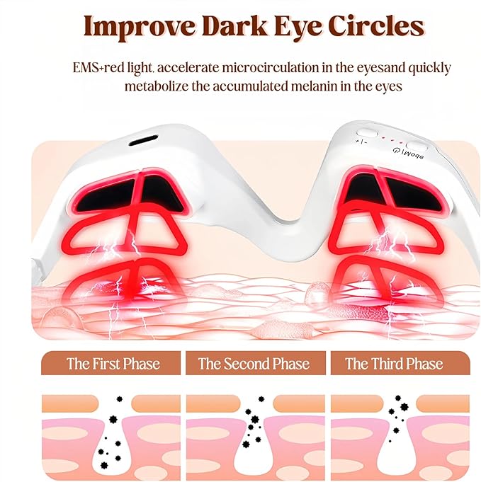Eye Lift Device Under Eye Red Light Therapy Device for Dark Circles Wrinkles &amp Puffiness Eye Bags Treatment Wand Anti-Aging Eye Care Device for Women (White)