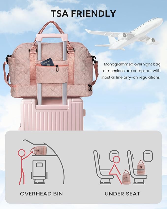 Birthday Gifts-for Women-Initial Duffle Bag with Shoe Compartment Personalized Weekender Bag Monogram Overnight Bag Letter Travel Bag with Makeup BagFriend Wife Birthday Gift (Letter C)