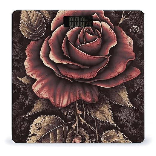 Gothic Rose Digital Bathroom Scale for Body Weight with High Precision Digital Weighing Scale with BMI Clear LCD Display and Step-On Measures Weight Up to 180kg