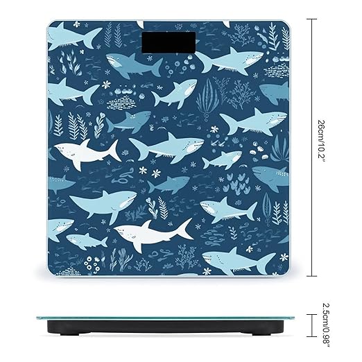 Sharksm Bathroom Scale Automatic Power On/Off Body Scales LCD Backlight Display Square Digital Scale Rounded Corners Bathroom Scales for Home Bedrooms