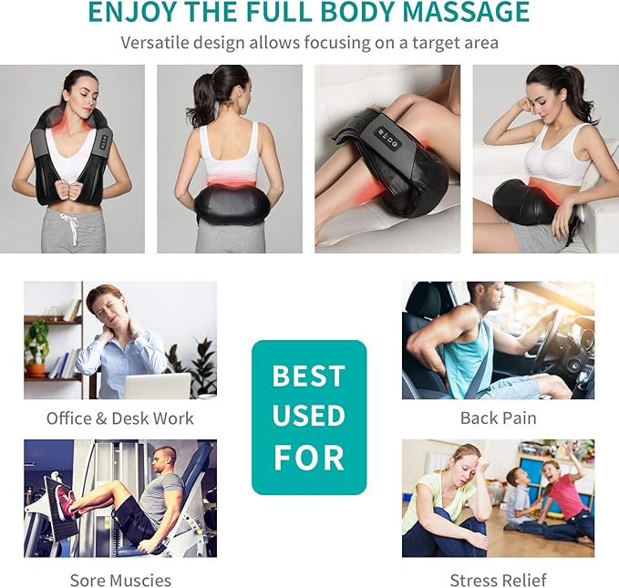 Nekteck Shiatsu Neck and Back Massager with Soothing Heat and Storage Bag Shiatsu Foot Massager