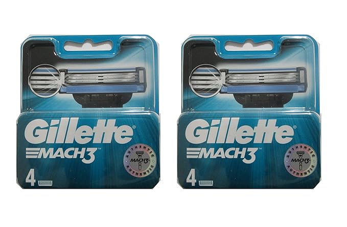 Gillette Mach3 Razor Blades for Men Pack of 4 Refill Blades (2 Packs)