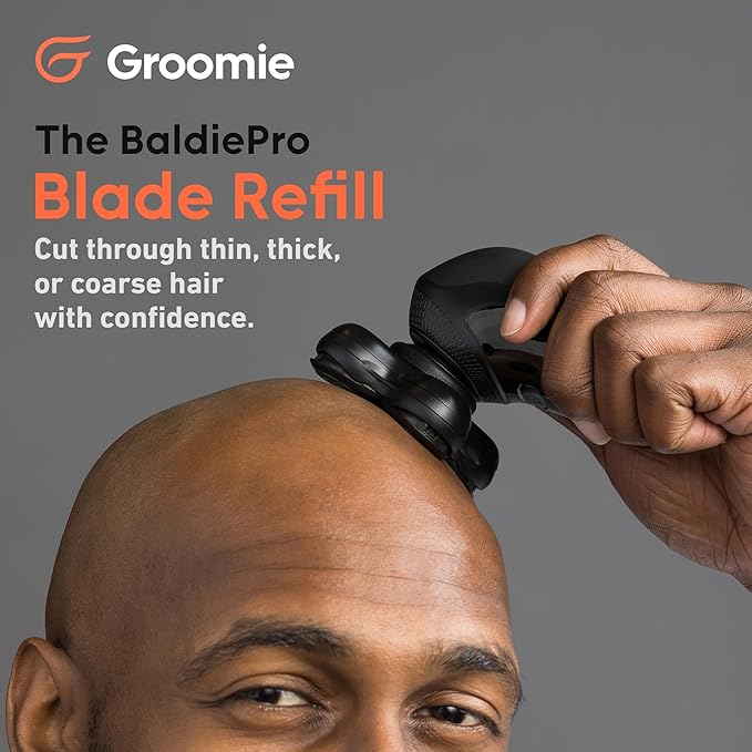 Groomie BaldiePro Cordless Bald Head Shavers for Men Blade Refill - Waterproof Electric Head Shavers Replacement Head - Men's Rotary Head Razor for Bald Men for Smooth Shave