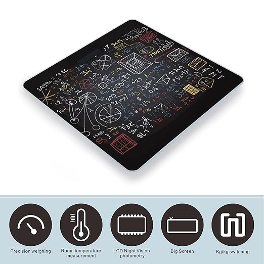 Mathematics and Physics Digital Bathroom Scale for Body Weight with High Precision Digital Weighing Scale with BMI Clear LCD Display and Step-On Measures Weight Up to 180kg