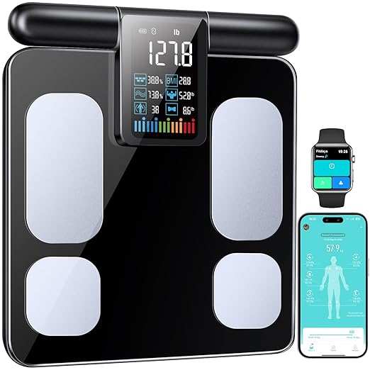 8-Electrode Smart Body Fat Scale with Handle 28 Body Metrics Segmental Measurements for Arms/Legs/Torso for Arms/Legs/Torso Large Display App Sync 180kg/400lbs