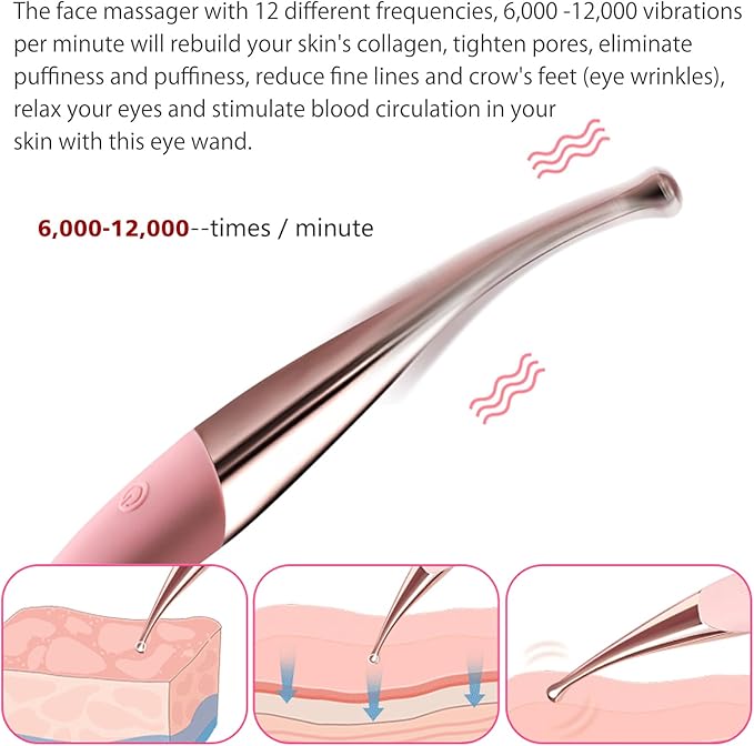 CHARMING Personal Eye Massager with Waterproof Vibration for Full Body Massage Use Promotes Essence Absorption Relieves Fatigue - Pink