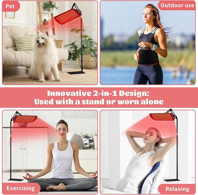 135 Red Light Therapy for Face and Body Multifunction Red Light Therapy with Stand Dual Different LEDs(660nm&amp 850nm) Light with Belt and Stand