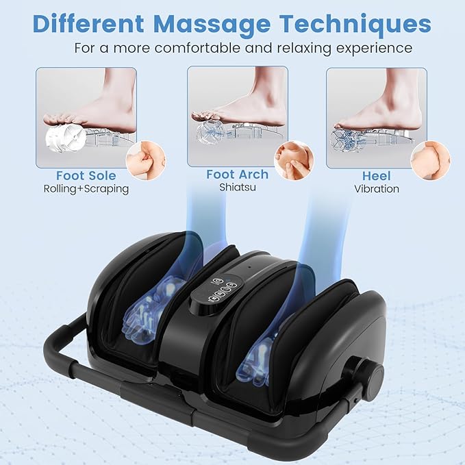 Giantex Foot Massager with Heat Calf Massager with Remove Control 2 Vibration Options 5 Mode &amp 5 Compression Intensity 360°Adjustable Stand Shiatsu Foot Massage Machine for Calf Arm Relax (Bl