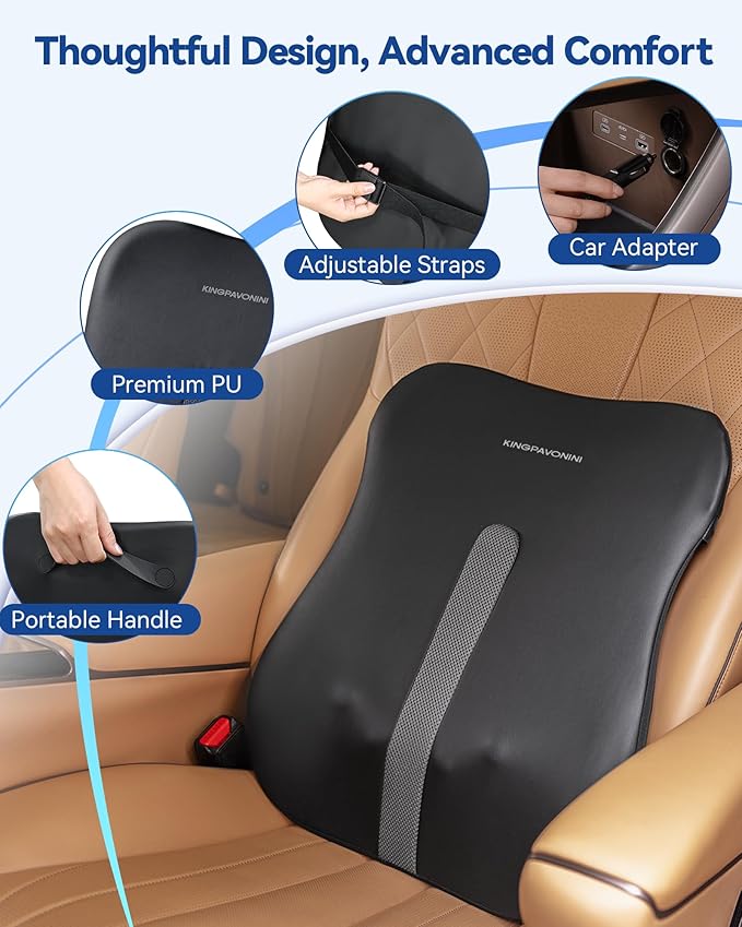 KingPavonini Back Massager for Pain Relief Deep Tissue Up-Down Rolling &amp Ultra-Slim Shiatsu Back Massager with Cushion Layer Lower Back Massage for Chair Home Office Gift for Men Women