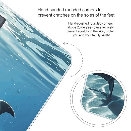 Dolphins in Love Weight Scale Large Digital Bathroom Scales with Bright LED Display Non Slip Digital Scale and Step On Fashion Weighing Machine for Body