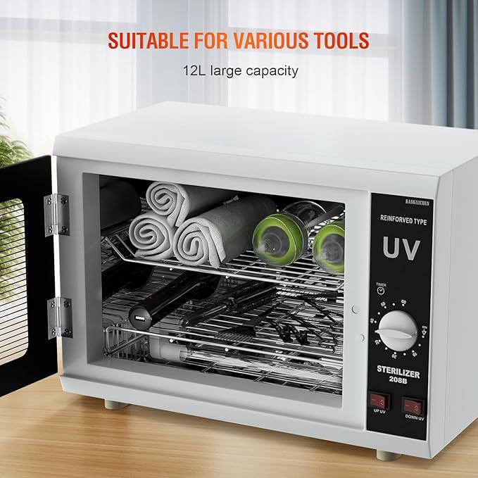 UV Sanitizer Cabinet. Dual Lamp UV Light Sanitizer Box with Timer Setting Suitable for Cleaning of Various Items
