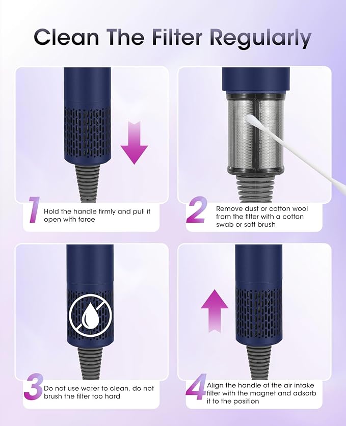 Hair Dryer110000 RPM High-Speed Brushless Motor for Fast Drying with HD Digital Display Low Noise Compact Hair Blow Dryer for Curly Hair for Home Travel Salon #201Purple Blue