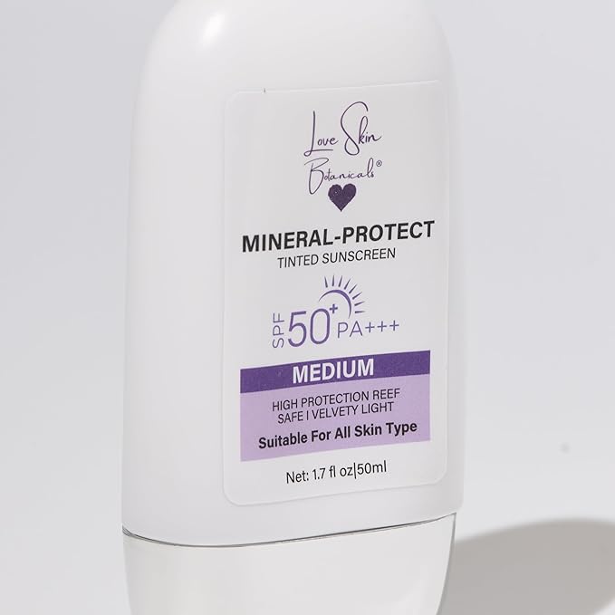 Mineral Protect Tinted Sunscreen SPF 50 PA+++ – Medium Tint | 100% Mineral Reef-Safe Chemical-Free Unscented Daily Face Sunscreen