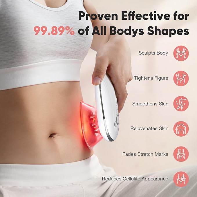 3-in-1 Electric Cellulite Massager 3-in-1 Body Sculpting Machine for Stomach Waist Arms Legs Handheld Adjustable Cellulite Massage Tool Skin Tightening Tool for Women and Men White