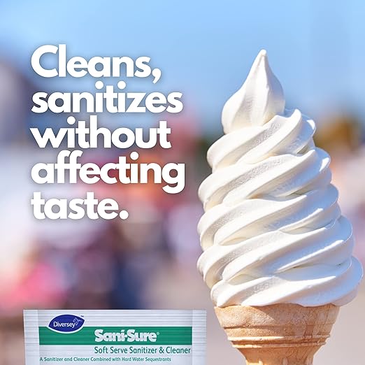 Diversey 90234 Sani-Sure Soft Serve Sanitizer &amp Cleaner for Shake Slush Yogurt Machines &amp Food Service Equipment For Home &amp Commercial Use Powder 1-Ounce Packets (Pack of 100)