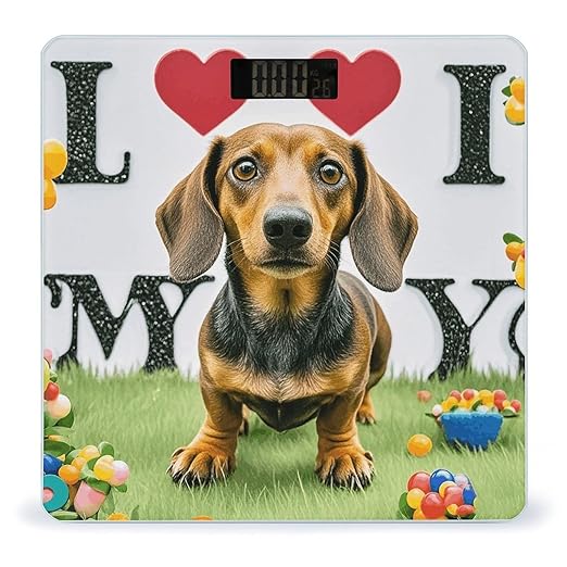 I Love My Dog Dachshunds Bathroom Scale for Body Weight LCD Display Digital Bathroom Scale Tempered Glass Bathroom Weight Scales Fashion Smart Scales for Home Bedroom 400 Lb