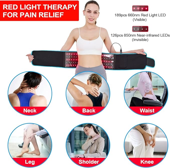Red Light Therapy Belt Near Infrared Light Therapy for Body Weight Loss lipo Belt at Home Contour Light Machine 660nm 850nm for Pain Relief Sleep Skin Health Anti-Aging Energy Recovery