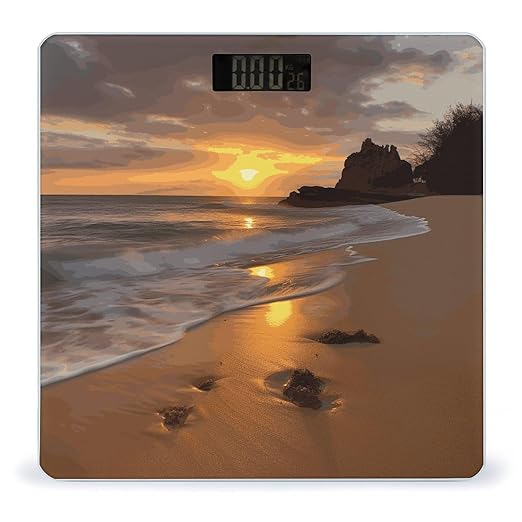 Sunrise Beach Scale for Body Weight Anti-Slip Digital Bathroom Scale Sturdy Toughened Glass Weighing Scales High Precision Safe Rounded Corners Smart Scales