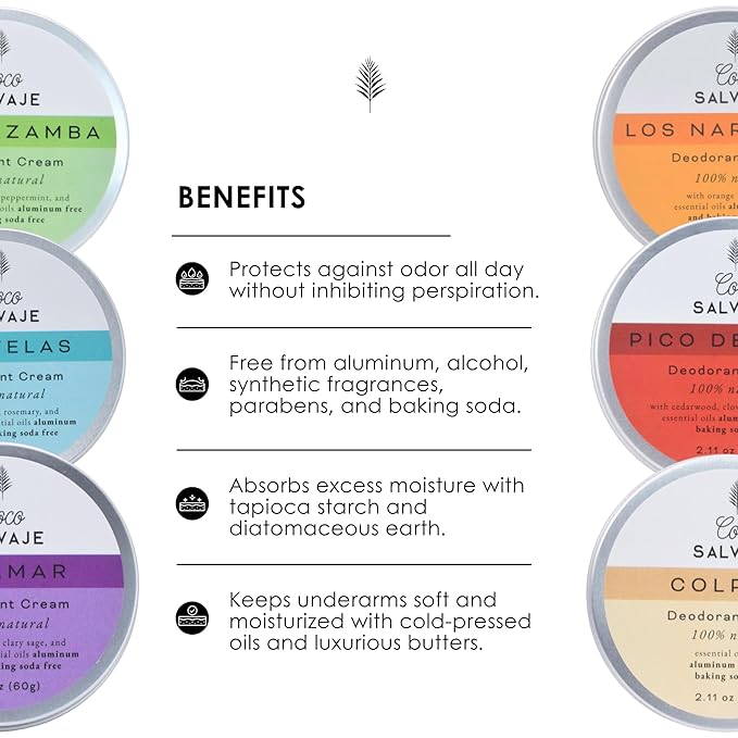 Natural Deodorant for Women &amp Men | Aluminum Free Deodorant with Magnesium | Non toxic Vegan Hypoallergenic and Pregnancy Safe | Organic Ingredients | 2.11oz (LAS VELAS (Minty))
