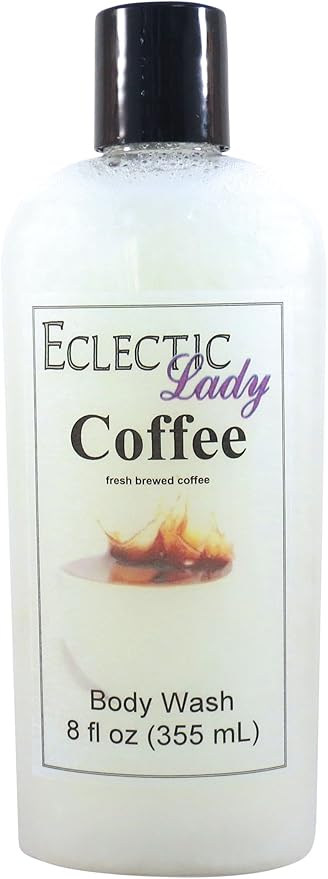 Eclectic Lady Liquid Pearl Body Wash - Coffee Scent 3-in-1 Use For Bubble Bath Hand Soap &amp Body Wash Phthalate-Free Coffee Fragrance Handcrafted in USA (8 oz)